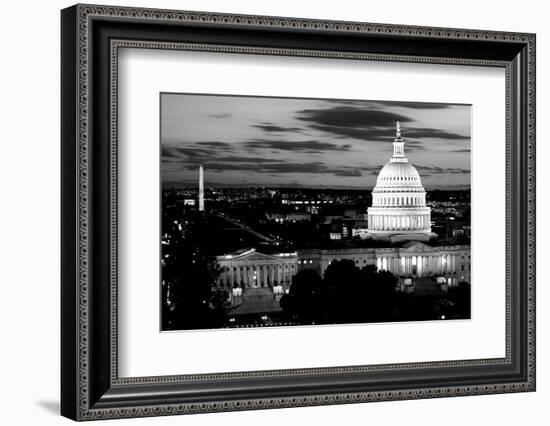 High angle view of a city lit up at dusk, Washington DC, USA-null-Framed Photographic Print