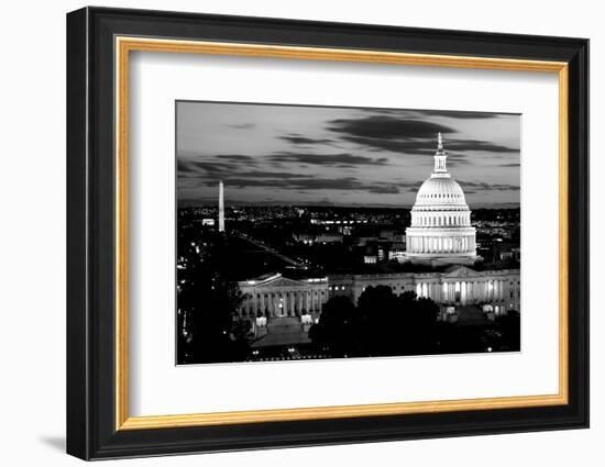 High angle view of a city lit up at dusk, Washington DC, USA-null-Framed Photographic Print