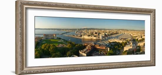 High Angle View of a City with Port, Marseille, Bouches-Du-Rhone, Provence-Alpes-Cote D'Azur-null-Framed Photographic Print