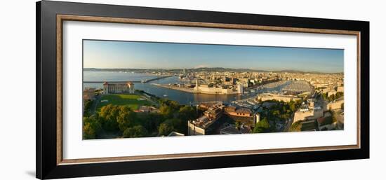 High Angle View of a City with Port, Marseille, Bouches-Du-Rhone, Provence-Alpes-Cote D'Azur-null-Framed Photographic Print