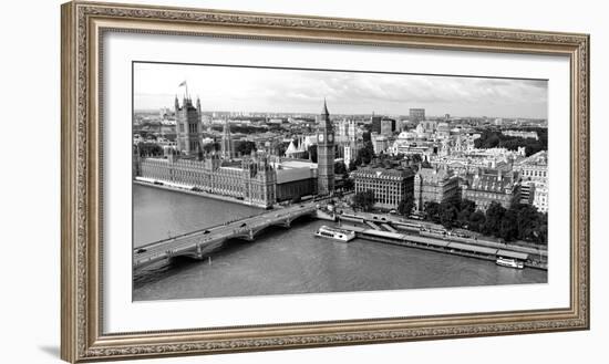 High Angle View of a Cityscape, Houses of Parliament, Thames River, City of Westminster-null-Framed Photographic Print