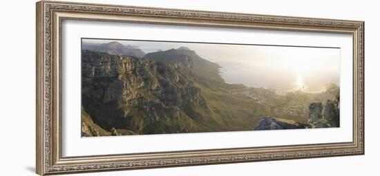 High Angle View of a Coastline, Camps Bay, Table Mountain, Cape Town, South Africa-null-Framed Photographic Print