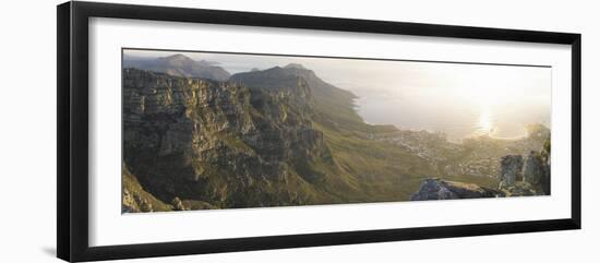 High Angle View of a Coastline, Camps Bay, Table Mountain, Cape Town, South Africa-null-Framed Photographic Print