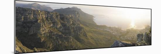 High Angle View of a Coastline, Camps Bay, Table Mountain, Cape Town, South Africa-null-Mounted Photographic Print