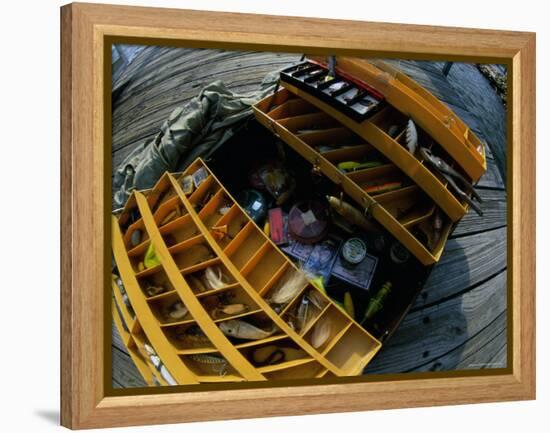 High Angle View of a Fishing Tackle Box-null-Framed Premier Image Canvas