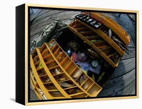 High Angle View of a Fishing Tackle Box-null-Framed Premier Image Canvas