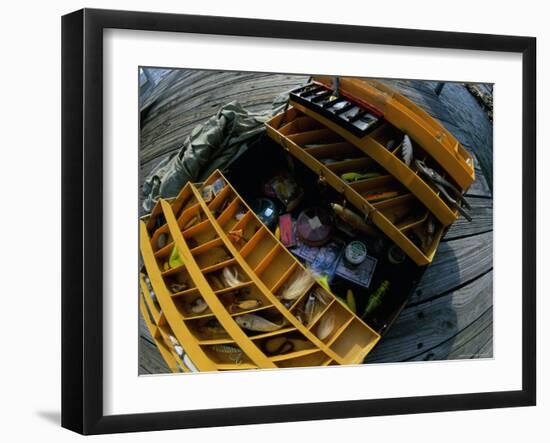 High Angle View of a Fishing Tackle Box-null-Framed Photographic Print