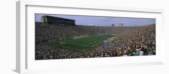 High Angle View of a Football Stadium Full of Spectators, Notre Dame Stadium, South Bend--Framed Photographic Print