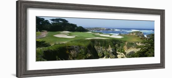 High Angle View of a Golf Course, Cypress Point Golf Course, Pebble Beach, California, USA-null-Framed Photographic Print