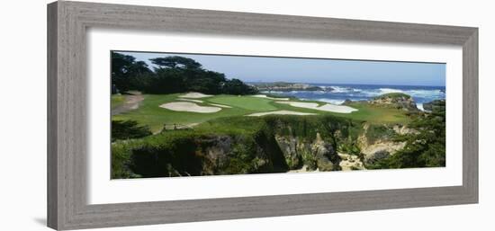 High Angle View of a Golf Course, Cypress Point Golf Course, Pebble Beach, California, USA-null-Framed Photographic Print