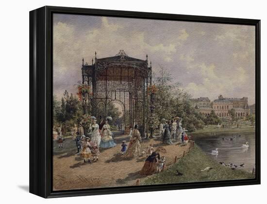 High Angle View of a Group of People Walking in a Park, Bastion Promenade, Vienna, Austria-null-Framed Premier Image Canvas