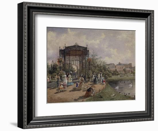 High Angle View of a Group of People Walking in a Park, Bastion Promenade, Vienna, Austria-null-Framed Giclee Print