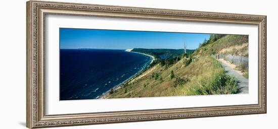 High angle view of a lake, Empire Bluff Trail, Sleeping Bear Dunes National Lakeshore, Lake Mich...-null-Framed Photographic Print