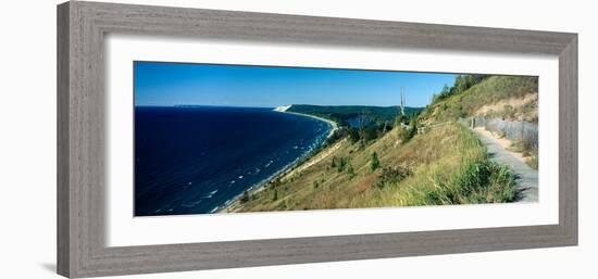 High angle view of a lake, Empire Bluff Trail, Sleeping Bear Dunes National Lakeshore, Lake Mich...-null-Framed Photographic Print