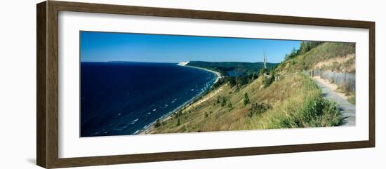 High angle view of a lake, Empire Bluff Trail, Sleeping Bear Dunes National Lakeshore, Lake Mich...-null-Framed Photographic Print