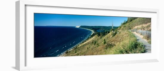 High angle view of a lake, Empire Bluff Trail, Sleeping Bear Dunes National Lakeshore, Lake Mich...-null-Framed Photographic Print