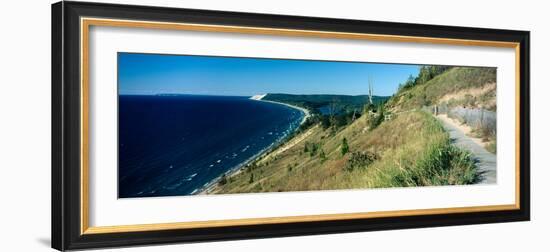 High angle view of a lake, Empire Bluff Trail, Sleeping Bear Dunes National Lakeshore, Lake Mich...-null-Framed Photographic Print