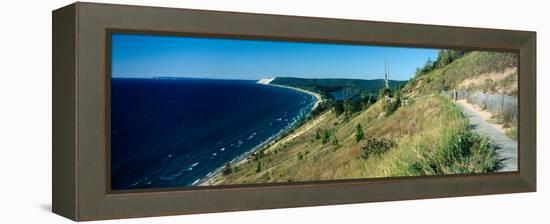 High angle view of a lake, Empire Bluff Trail, Sleeping Bear Dunes National Lakeshore, Lake Mich...-null-Framed Premier Image Canvas