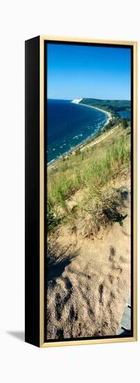 High angle view of a lake, Empire Bluff Trail, Sleeping Bear Dunes National Lakeshore, Lake Mich...-null-Framed Premier Image Canvas