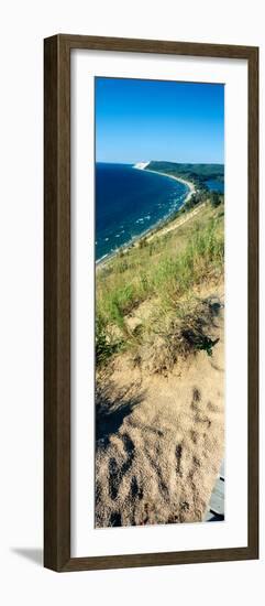 High angle view of a lake, Empire Bluff Trail, Sleeping Bear Dunes National Lakeshore, Lake Mich...-null-Framed Photographic Print