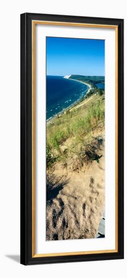 High angle view of a lake, Empire Bluff Trail, Sleeping Bear Dunes National Lakeshore, Lake Mich...-null-Framed Photographic Print