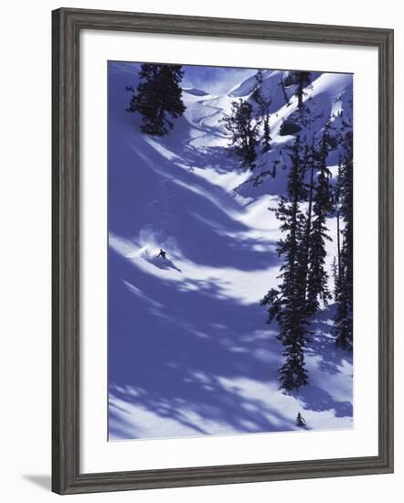 High Angle View of a Man Skiing-null-Framed Photographic Print