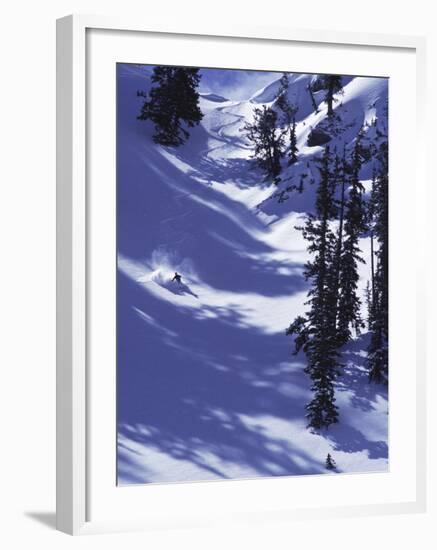 High Angle View of a Man Skiing-null-Framed Photographic Print