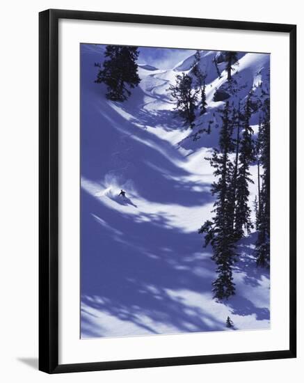 High Angle View of a Man Skiing-null-Framed Photographic Print