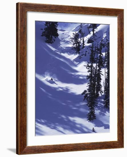 High Angle View of a Man Skiing-null-Framed Photographic Print