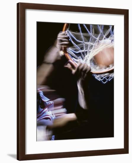 High Angle View of a Man Slam Dunking-null-Framed Photographic Print