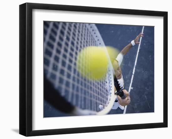 High Angle View of a Mid Adult Man Playing Tennis-null-Framed Photographic Print