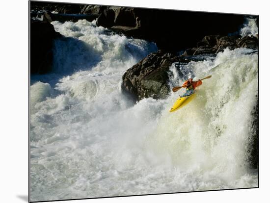 High angle view of a person kayaking in rapid water-null-Mounted Photographic Print