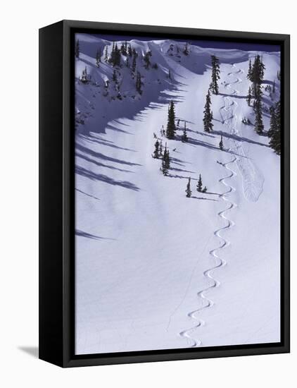 High Angle View of a Ski Slope-null-Framed Premier Image Canvas