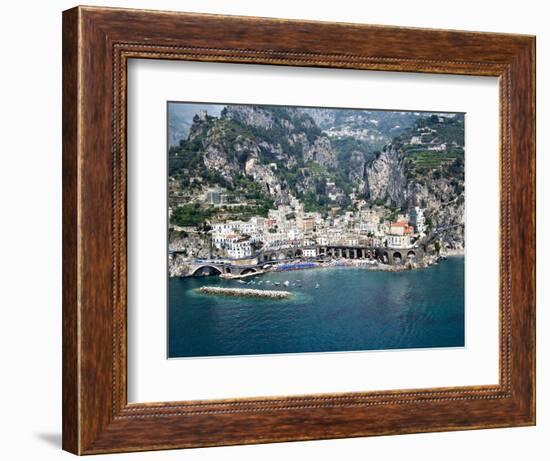 High Angle View of a Town, Amalfi, Atrani, Amalfi Coast, Salerno, Campania, Italy-null-Framed Photographic Print