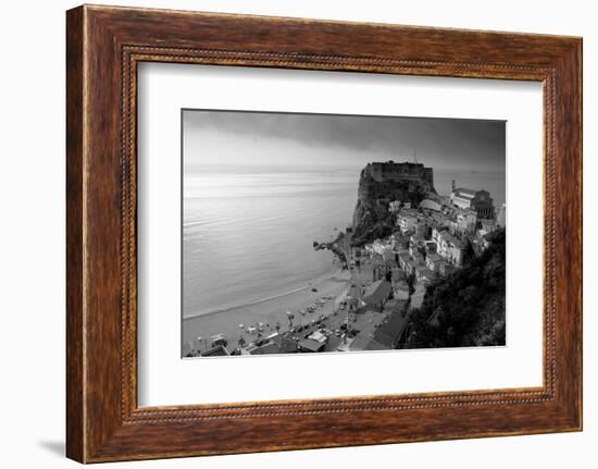 High angle view of a town and a castle on a cliff, Castello Ruffo, Scilla, Calabria, Italy-null-Framed Photographic Print