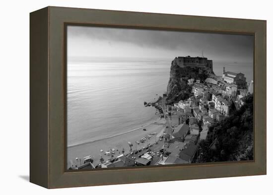 High angle view of a town and a castle on a cliff, Castello Ruffo, Scilla, Calabria, Italy-null-Framed Premier Image Canvas