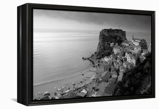 High angle view of a town and a castle on a cliff, Castello Ruffo, Scilla, Calabria, Italy-null-Framed Premier Image Canvas