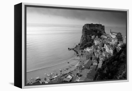 High angle view of a town and a castle on a cliff, Castello Ruffo, Scilla, Calabria, Italy-null-Framed Premier Image Canvas