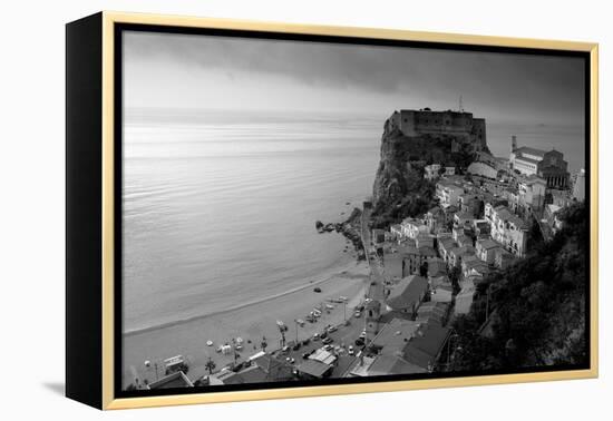 High angle view of a town and a castle on a cliff, Castello Ruffo, Scilla, Calabria, Italy-null-Framed Premier Image Canvas