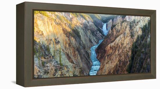 High angle view of a waterfall, Lower Yellowstone Falls, Grand Canyon, Yellowstone National Park...-null-Framed Premier Image Canvas