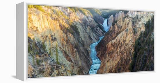 High angle view of a waterfall, Lower Yellowstone Falls, Grand Canyon, Yellowstone National Park...-null-Framed Premier Image Canvas