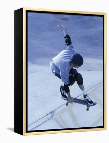 High Angle View of a Young Man Skateboarding-null-Framed Premier Image Canvas