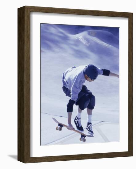 High Angle View of a Young Man Skateboarding-null-Framed Photographic Print