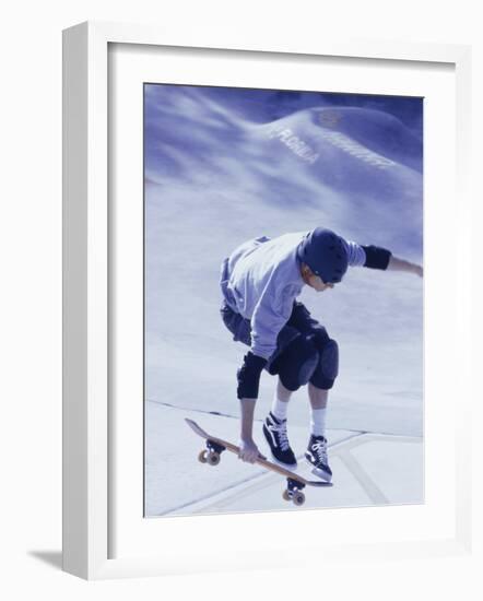 High Angle View of a Young Man Skateboarding-null-Framed Photographic Print