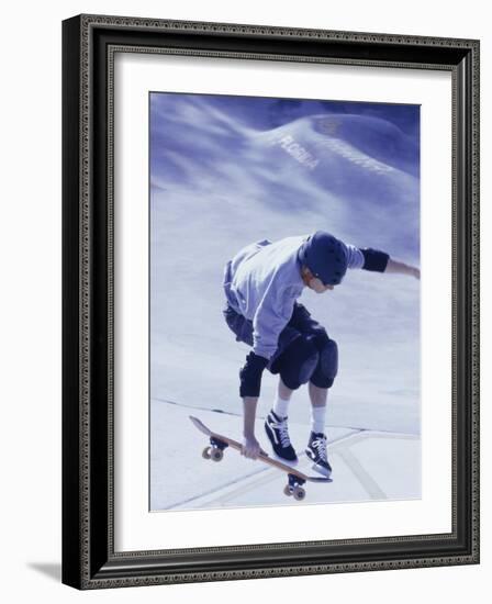 High Angle View of a Young Man Skateboarding-null-Framed Photographic Print