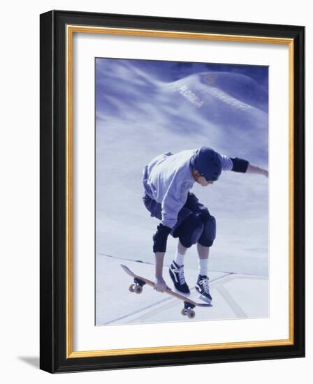 High Angle View of a Young Man Skateboarding-null-Framed Photographic Print