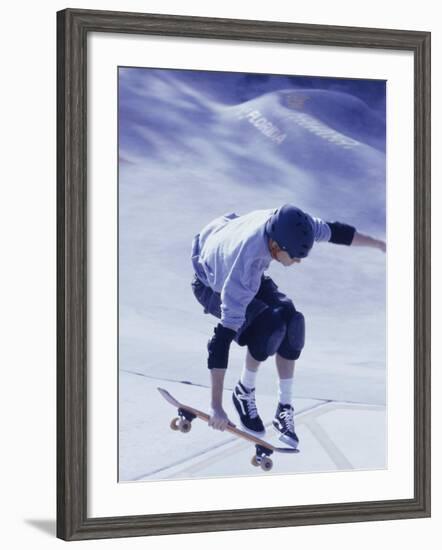 High Angle View of a Young Man Skateboarding-null-Framed Photographic Print