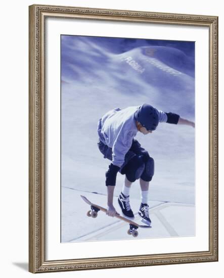 High Angle View of a Young Man Skateboarding-null-Framed Photographic Print