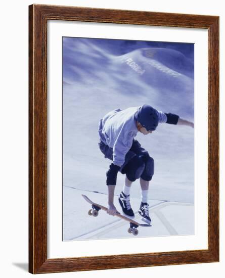 High Angle View of a Young Man Skateboarding-null-Framed Photographic Print