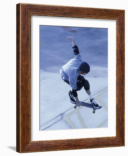 High Angle View of a Young Man Skateboarding-null-Framed Photographic Print